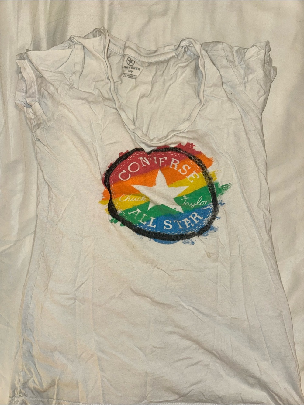 ✨🔵✨ Converse Kids' White Rainbow Logo T-Shirt